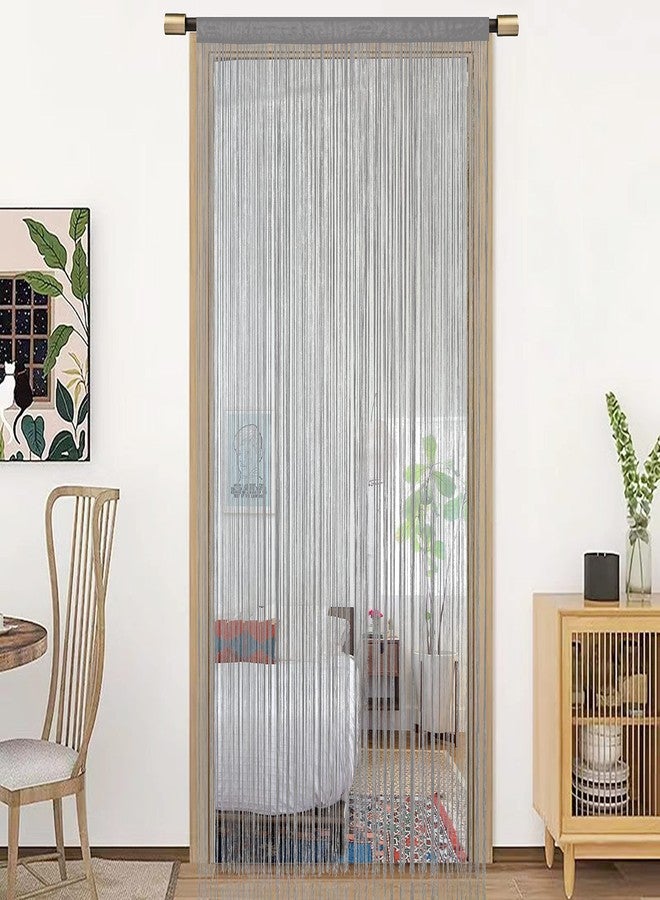 HSYLYM Spaghetti String Curtains for Doorways Privacy Door Frame Tassel Hippy Wall Kitchen Hallway Boho Fringe Curtain Hanging Door Room Dividers Decor 1 Panel（39×79in/100×200cm,Grey） - Image 1